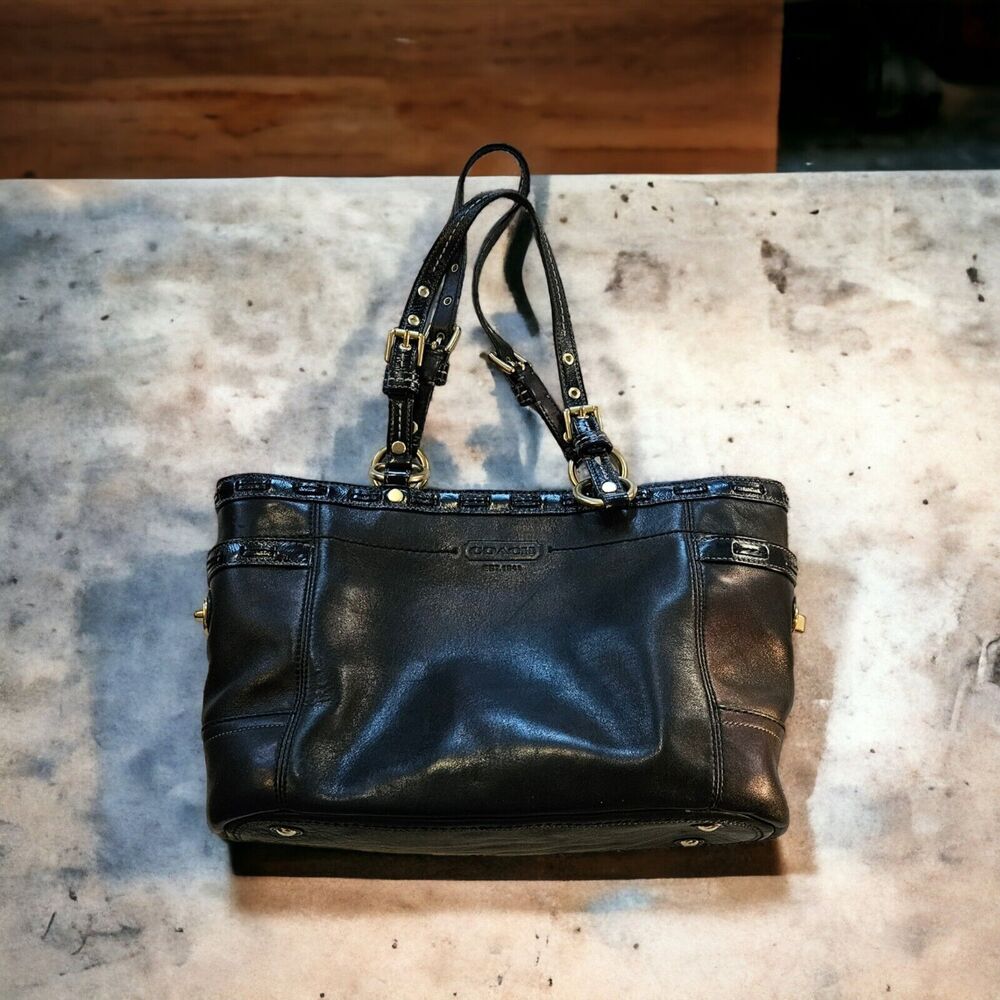 COACH Gallery Tote Carryall Shoulder Purse Black Leather Bag 11" X 9" #11229